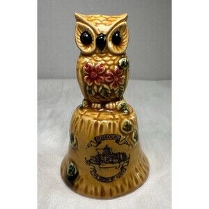 Ceramic Missouri Souvenir Bell Yellow Owl